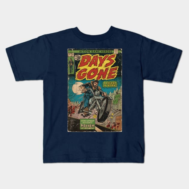 Mayhem at 180mph - Days Gone fan art comic cover Kids T-Shirt by MarkScicluna